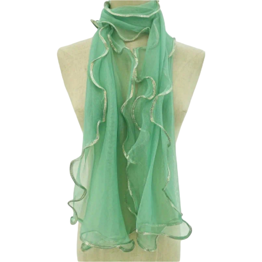 Scarf Ruffle Trim Sheer Seafoam Green